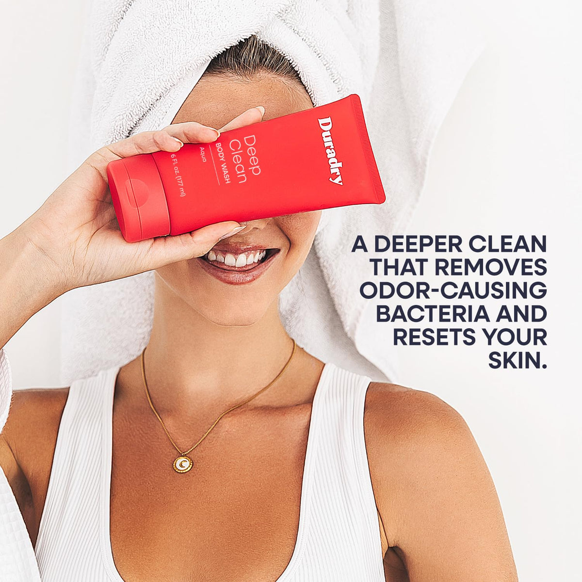 Duradry foam on skin displaying deep-clean results and comfort