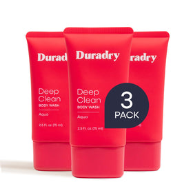 Duradry front packaging showing travel-size trio and clear benefits