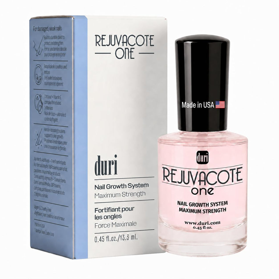 duri bottle front view showing compact nail care packaging and clear benefit