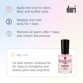 Duri Rejuvacote 1 in a manicure setting to protect nails and reduce chipping
