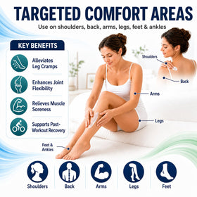DVO cream on feet illustrating soothing relief after long standing