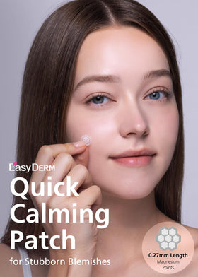 DWEasyDerm cica ampoule and patches laid out to show included treatment components