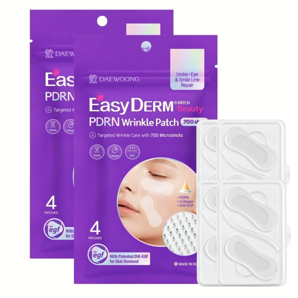 DWEasyDerm front packaging showing 8 anti-wrinkle patches for easy travel