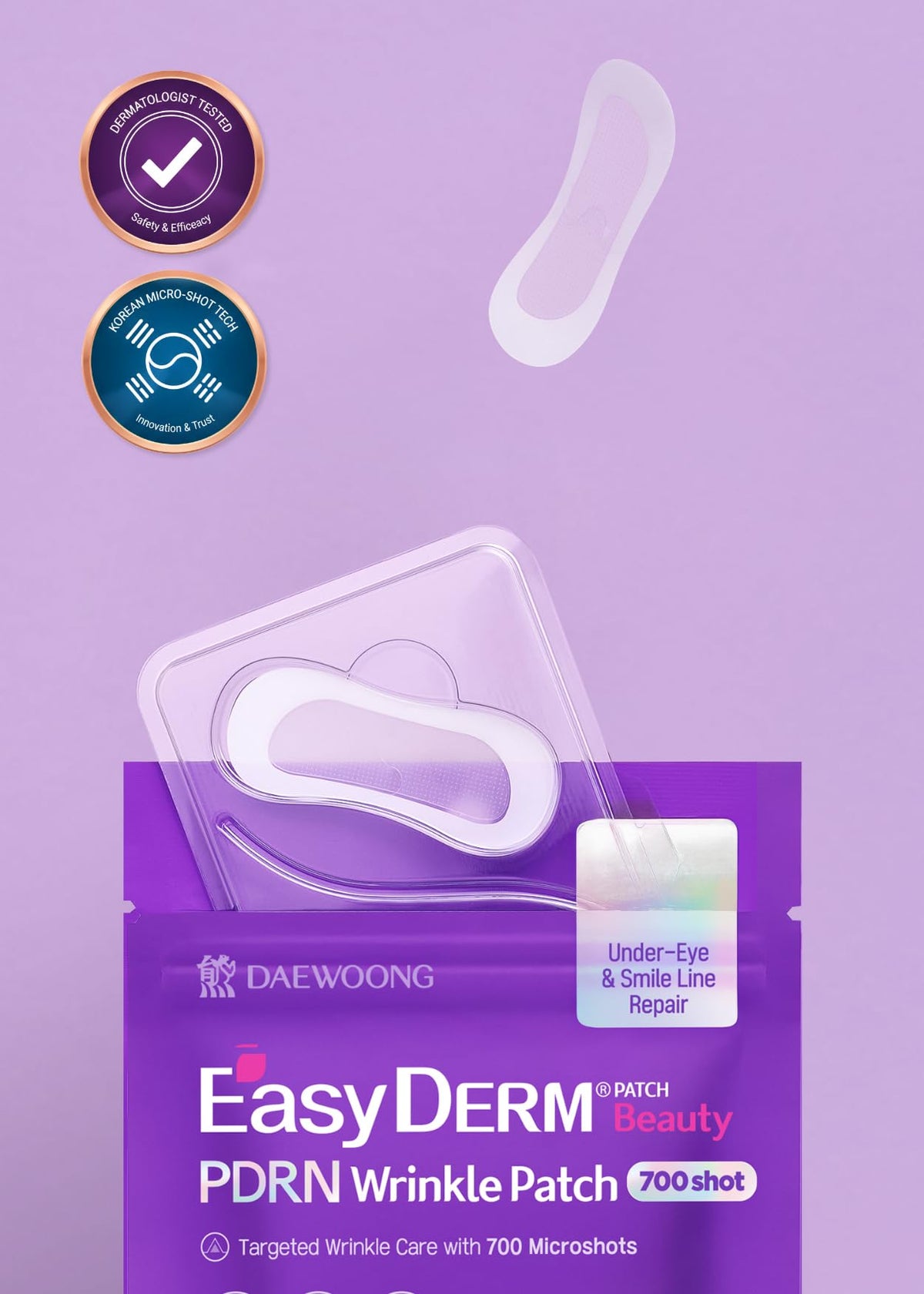 DWEasyDerm lifestyle image using mirror to show easy at-home application benefit