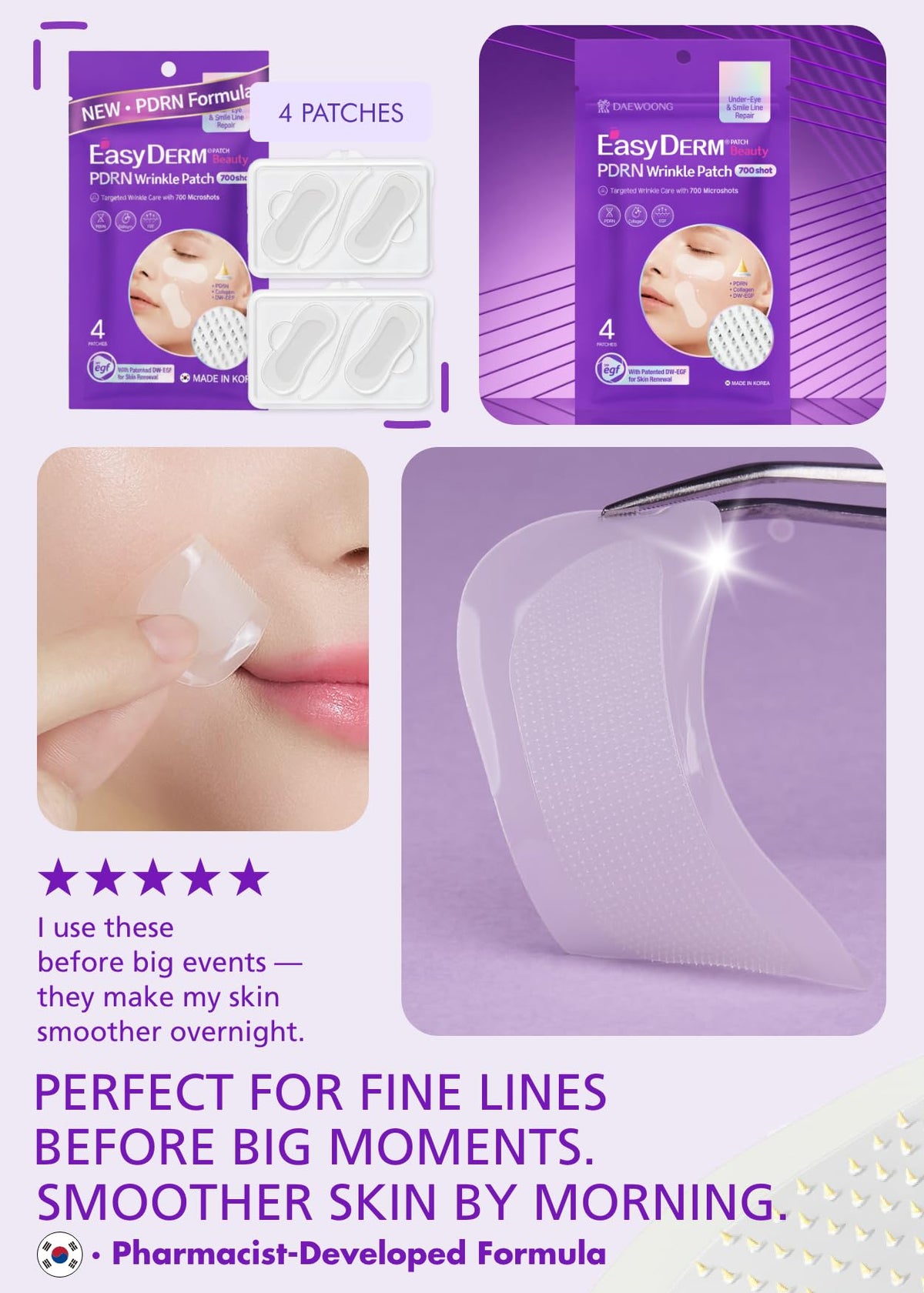 DWEasyDerm applying patch under eye for instant targeted hydration