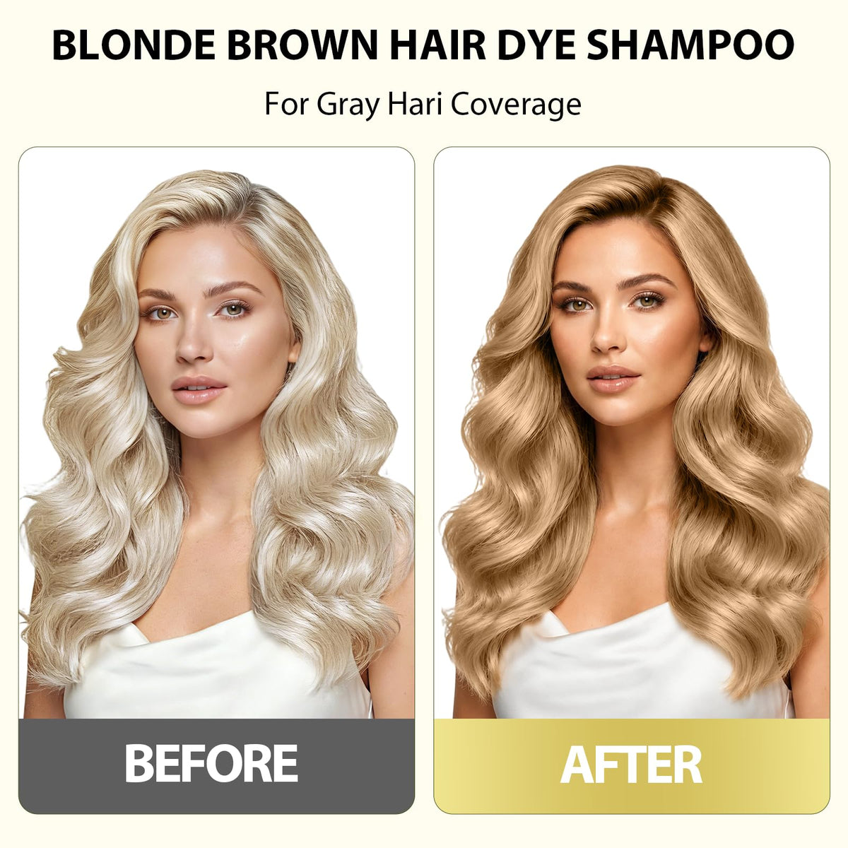 DYEING 221 BC before-and-after hair length comparison, illustrating visible gray coverage