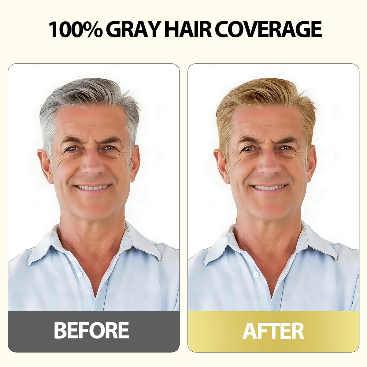 DYEING 221 BC before and after example demonstrating natural blonde coverage