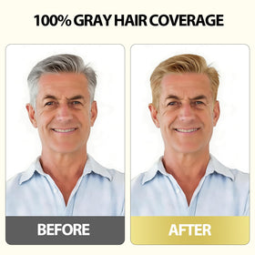 DYEING 221 BC before and after example demonstrating natural blonde coverage