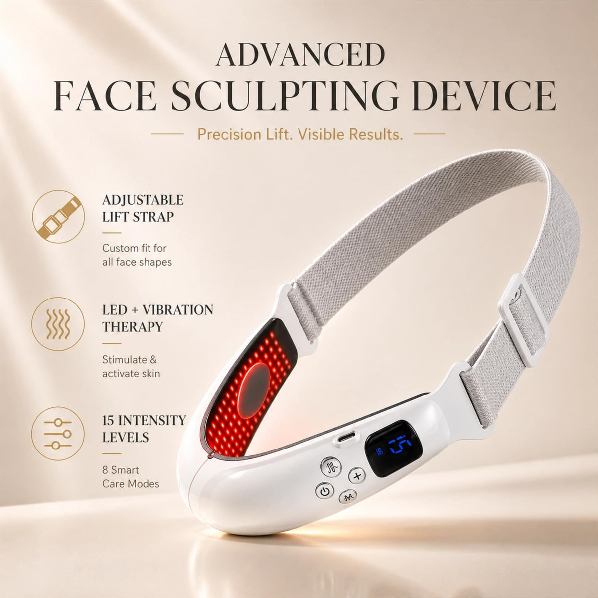 Dyews LED panel detail with red and blue lights demonstrating dual-light therapy benefit