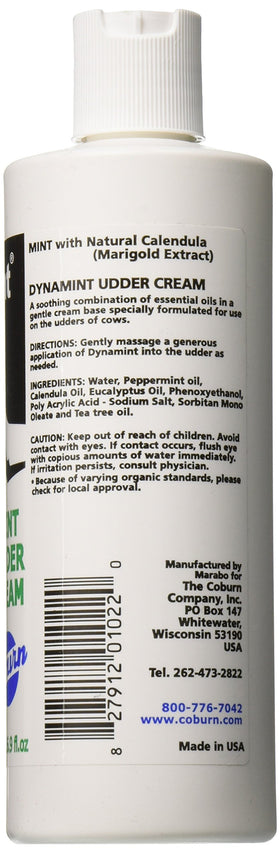 Dynamint close-up of cream application on udder demonstrating quick absorption