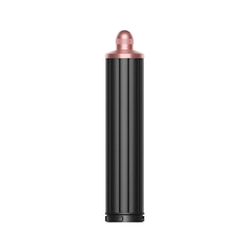 Dyson Airwrap long barrel front view showing sleek Black/Rosé finish and easy attachment for versatile styling