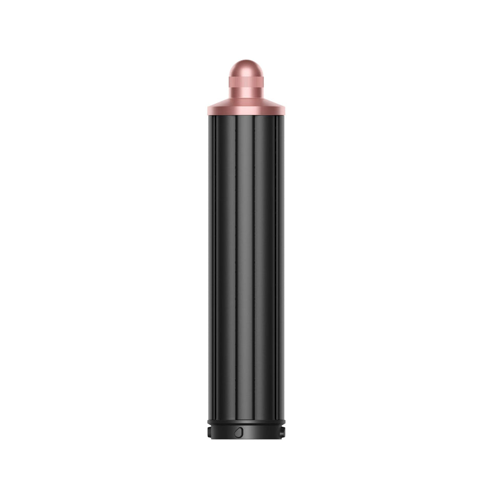 Dyson Airwrap long barrel front view showing sleek Black/Rosé finish and easy attachment for versatile styling