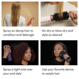 Dyson Chitosan spritz on dry hair showing definition and anti-frizz benefit