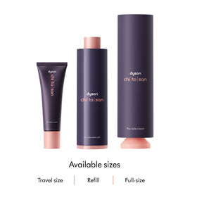 Dyson Chitosan flatlay with bergamot and oils indicating signature fragrance and conditioning