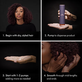Person applying Dyson Chitosan in hands for even distribution