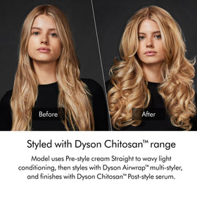 Application on towel-dried hair demonstrating Dyson cream smoothing mid-lengths and ends effectively