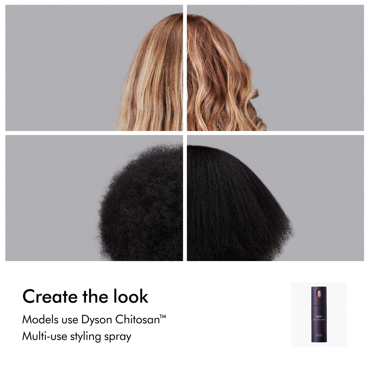 Dyson before-and-after hair image showing improved shine and hold benefit