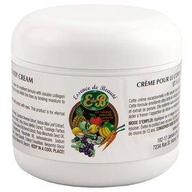 E de B front jar of collagen and vitamin E face and body cream showing label and 4oz size for convenient daily use