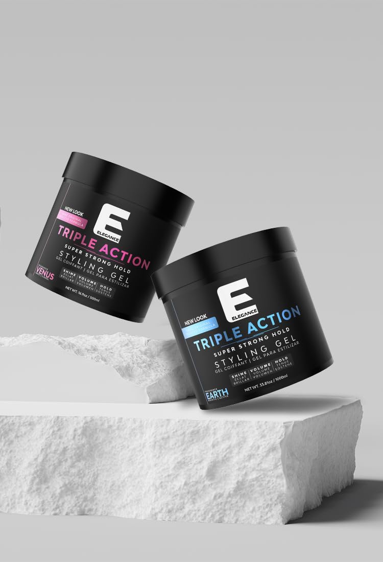 E Elegance styled hair outdoors showing glossy hold and fresh fragrance appeal