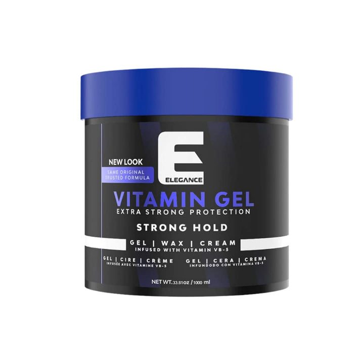 E Elegance front packaging showing 33.8 oz jar and brand benefits