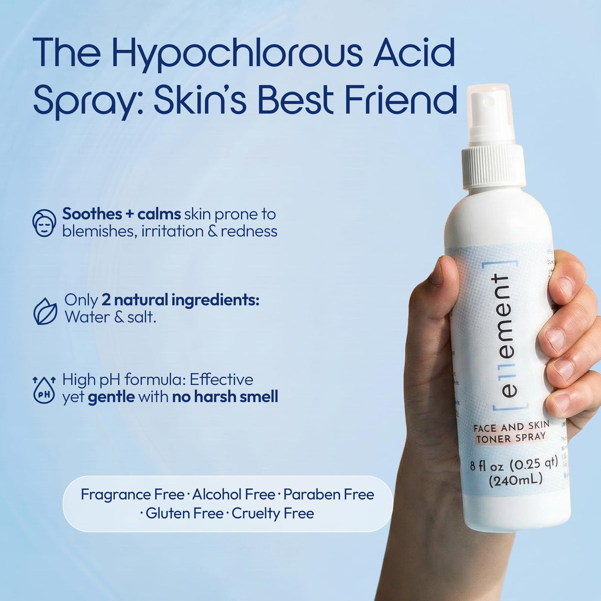 e11ement texture droplet on skin illustrating lightweight formula benefit quick drying