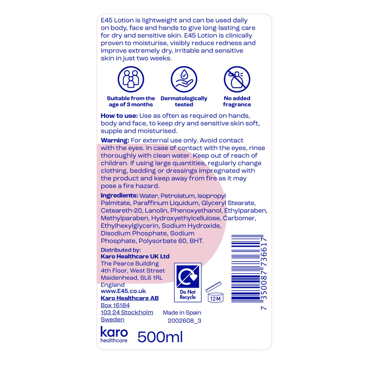 E45 bottle on bathroom shelf in lifestyle scene promoting daily skincare routine