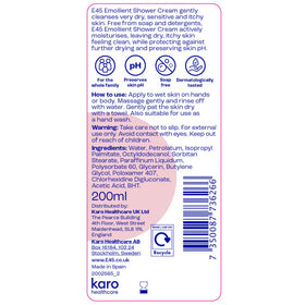 E45 bottle in family bathroom setting conveying gentle daily use