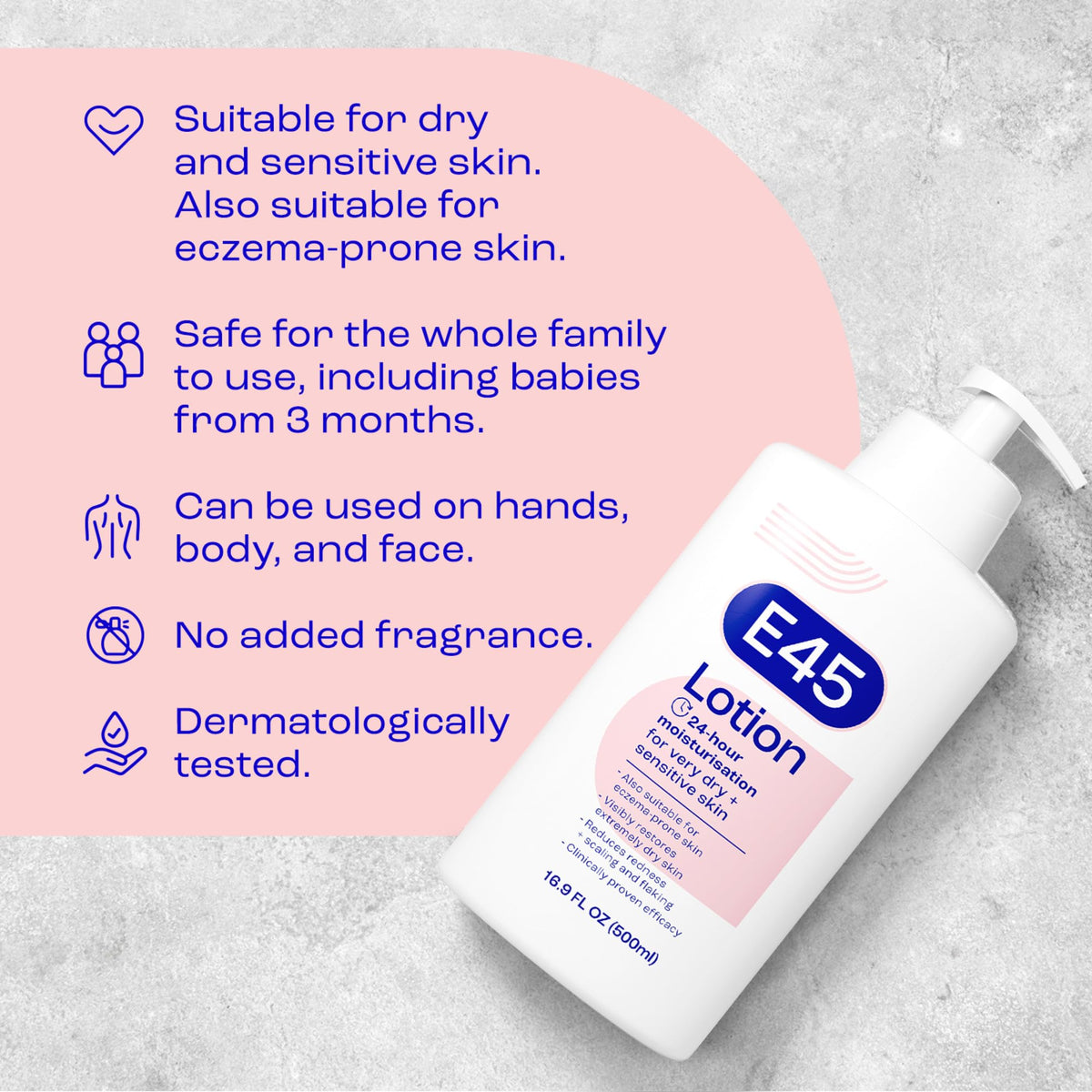 E45 being applied to hands demonstrating instant hydration and soothing effect