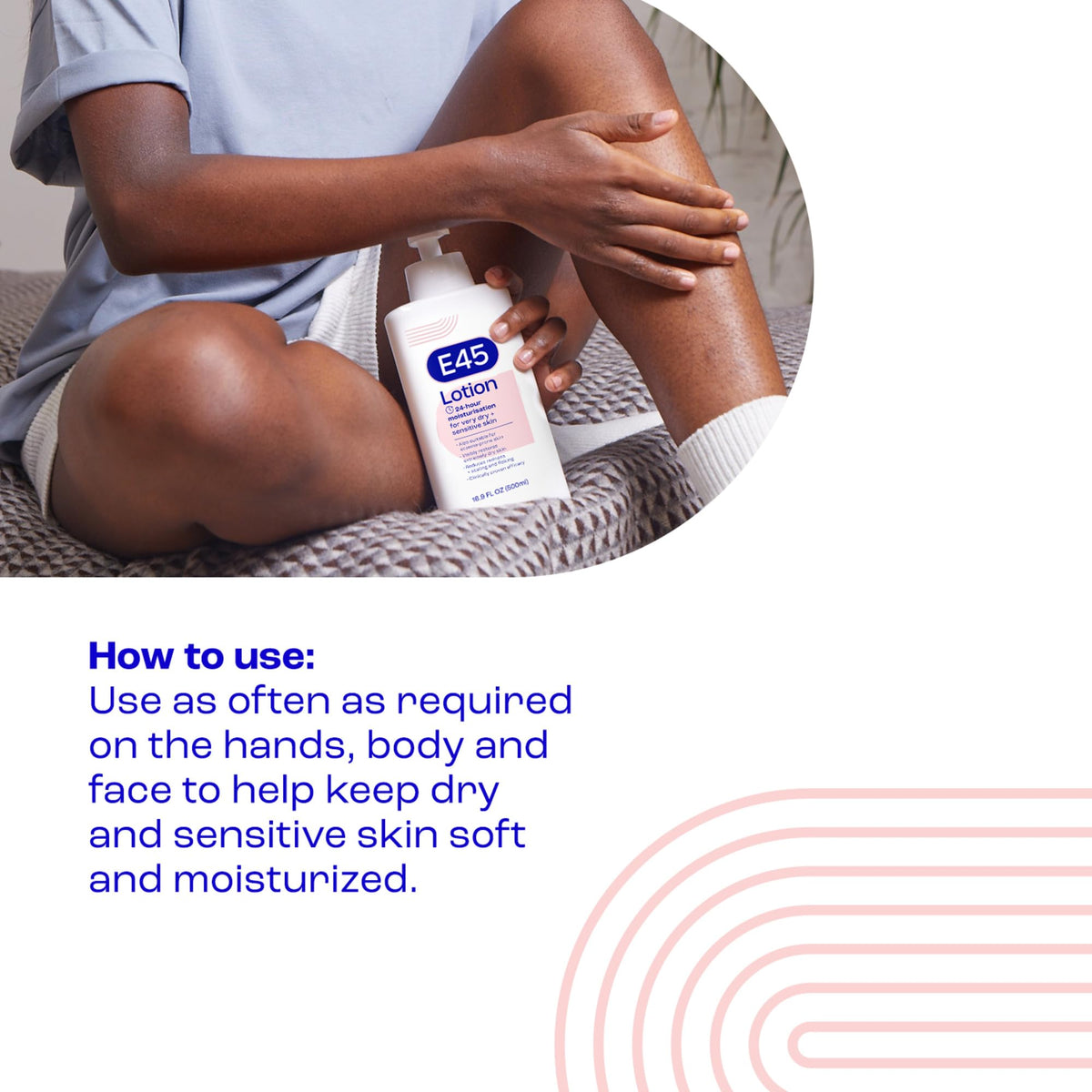 E45 ingredient label close-up highlighting dermatologist-tested formulation benefits
