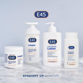 E45 ingredient label detail showing hypoallergenic formulation benefit