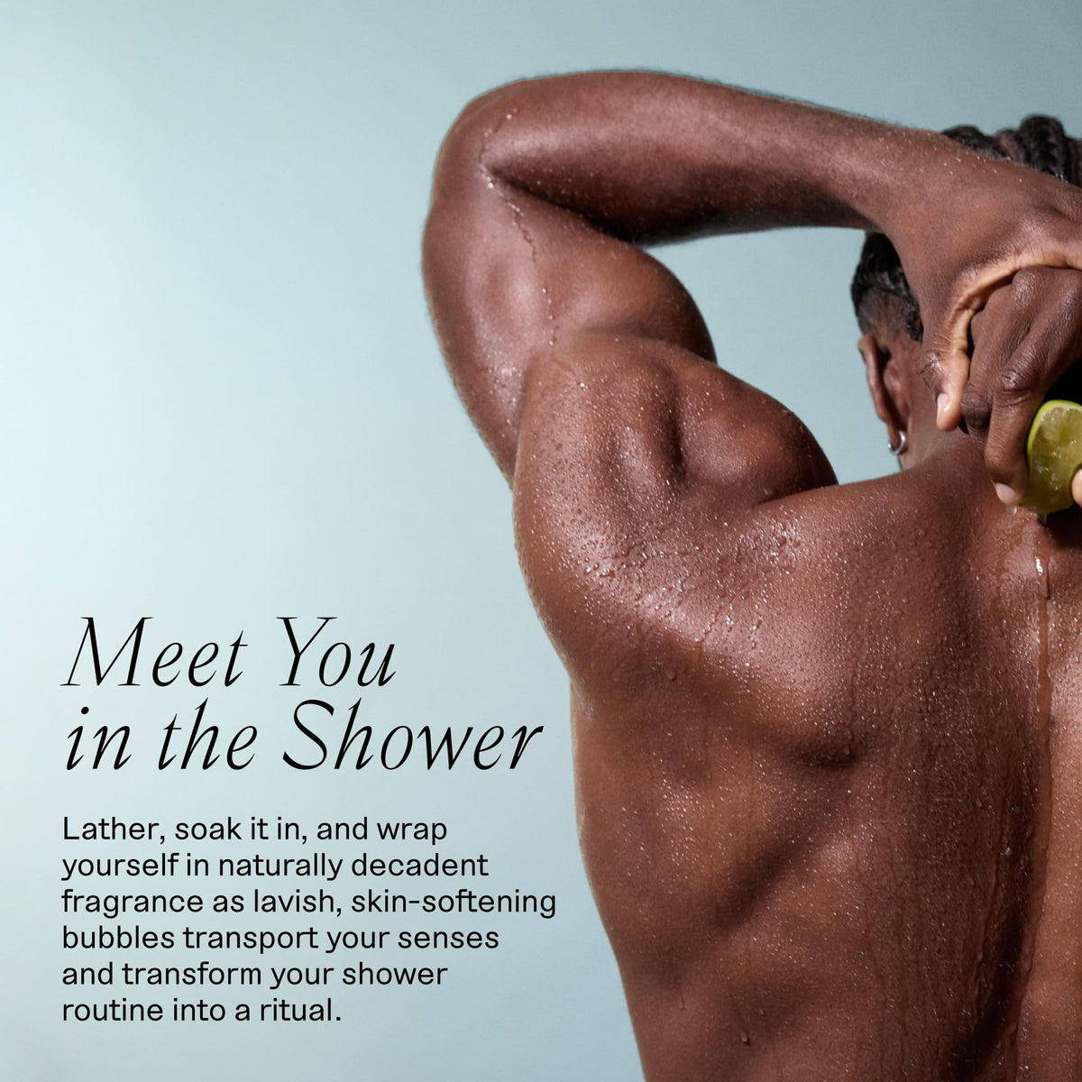 Each & Every bottle staged in a shower to show in-shower use benefit