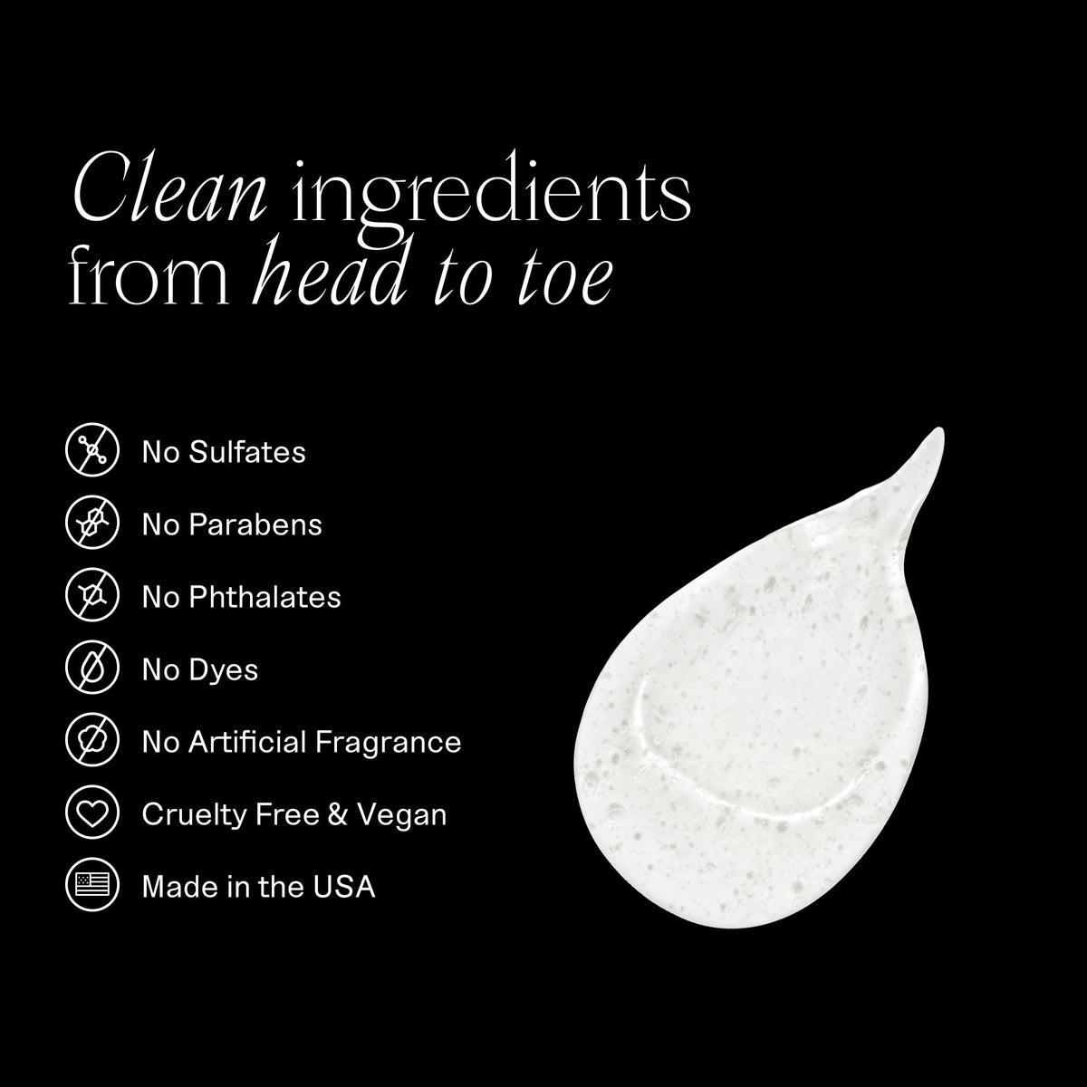 Each & Every silky lather close-up demonstrating rich, non-drying foam and softening effect