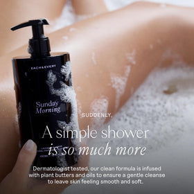 Each & Every silky lather close-up showing rich foam for gentle cleansing