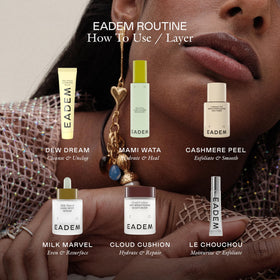 EADEM next to coin for scale indicating compact 100 ml size ideal for travel