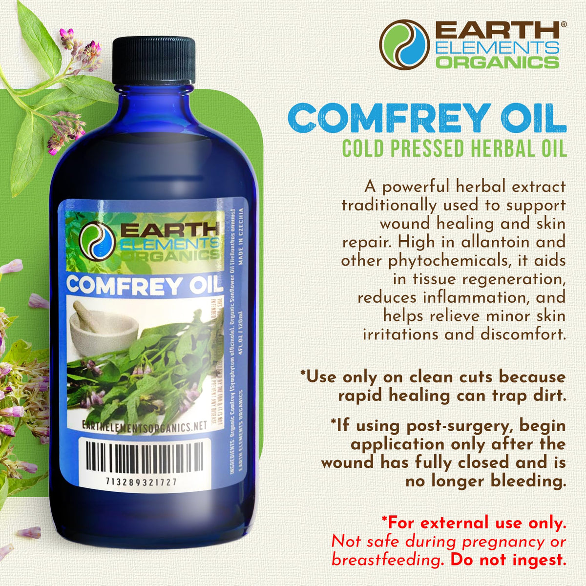 Earth Elements Organics oil texture close-up showing light absorption benefit for skin