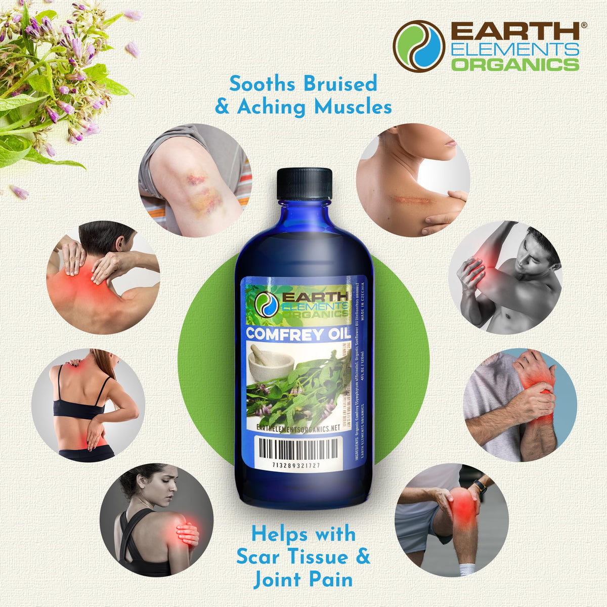 Earth Elements Organics label detail highlighting ingredients and organic certification benefit