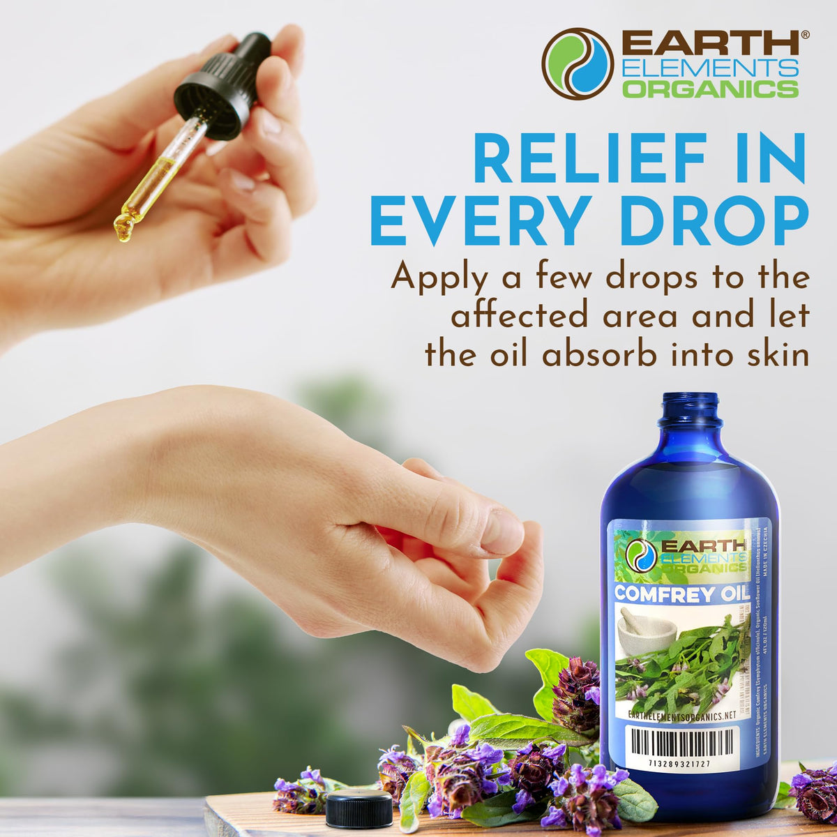 Earth Elements Organics bottle on bathroom shelf showing everyday skincare routine benefit