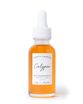 Earth Harbor Calypso front bottle shows compact travel-friendly packaging and antioxidant benefits