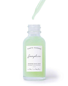 Earth Harbor serum texture on skin demonstrating lightweight absorbency and hydration
