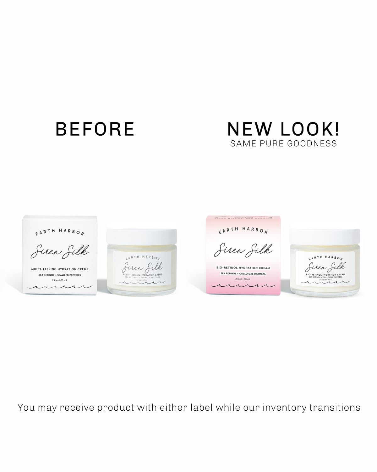 Earth Harbor label detail showing sea retinol alternative benefit callout