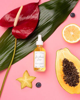 Earth Harbor ingredient layout with papaya and sea kelp highlighting natural actives