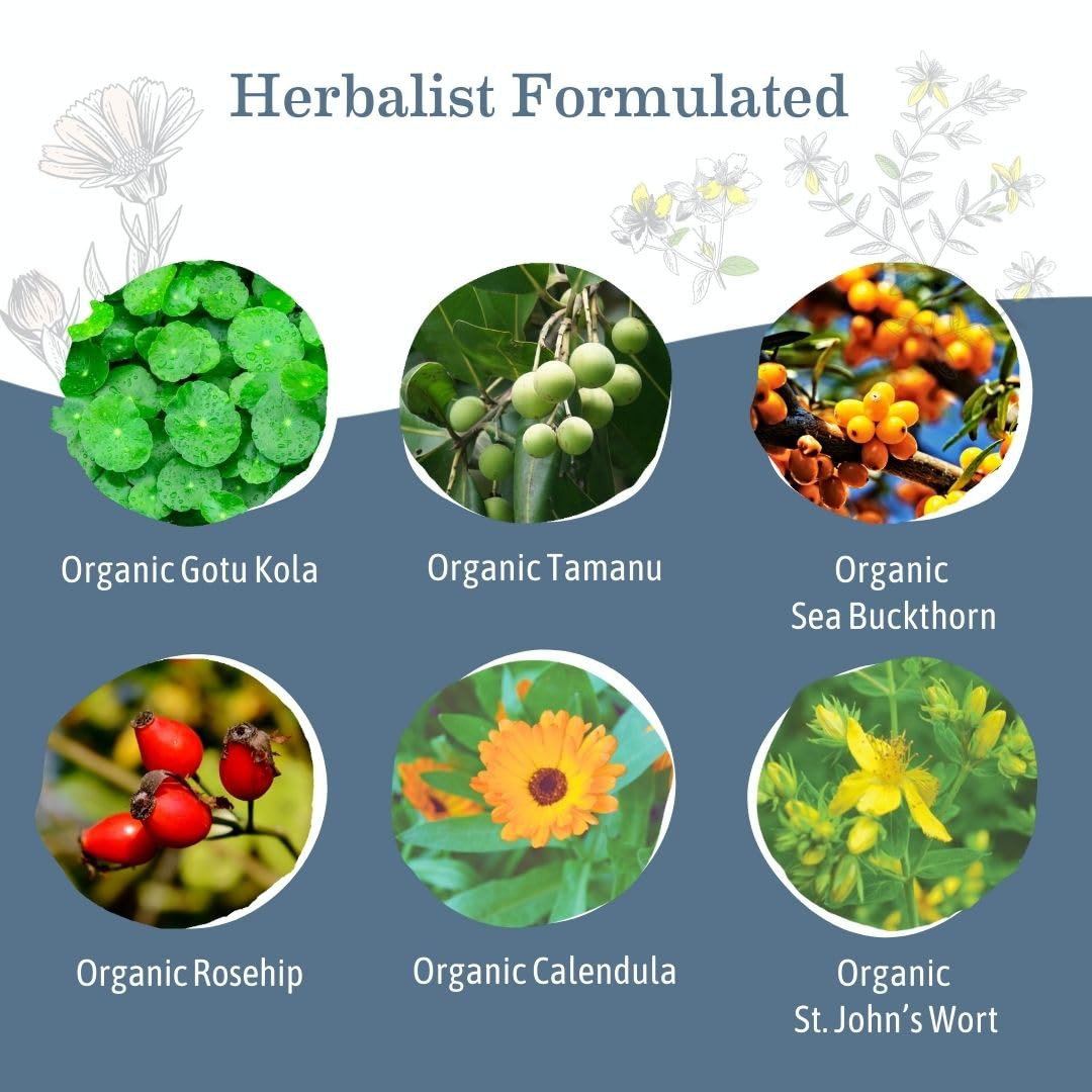 Earth Mama ingredients label highlighting organic botanicals and certifications
