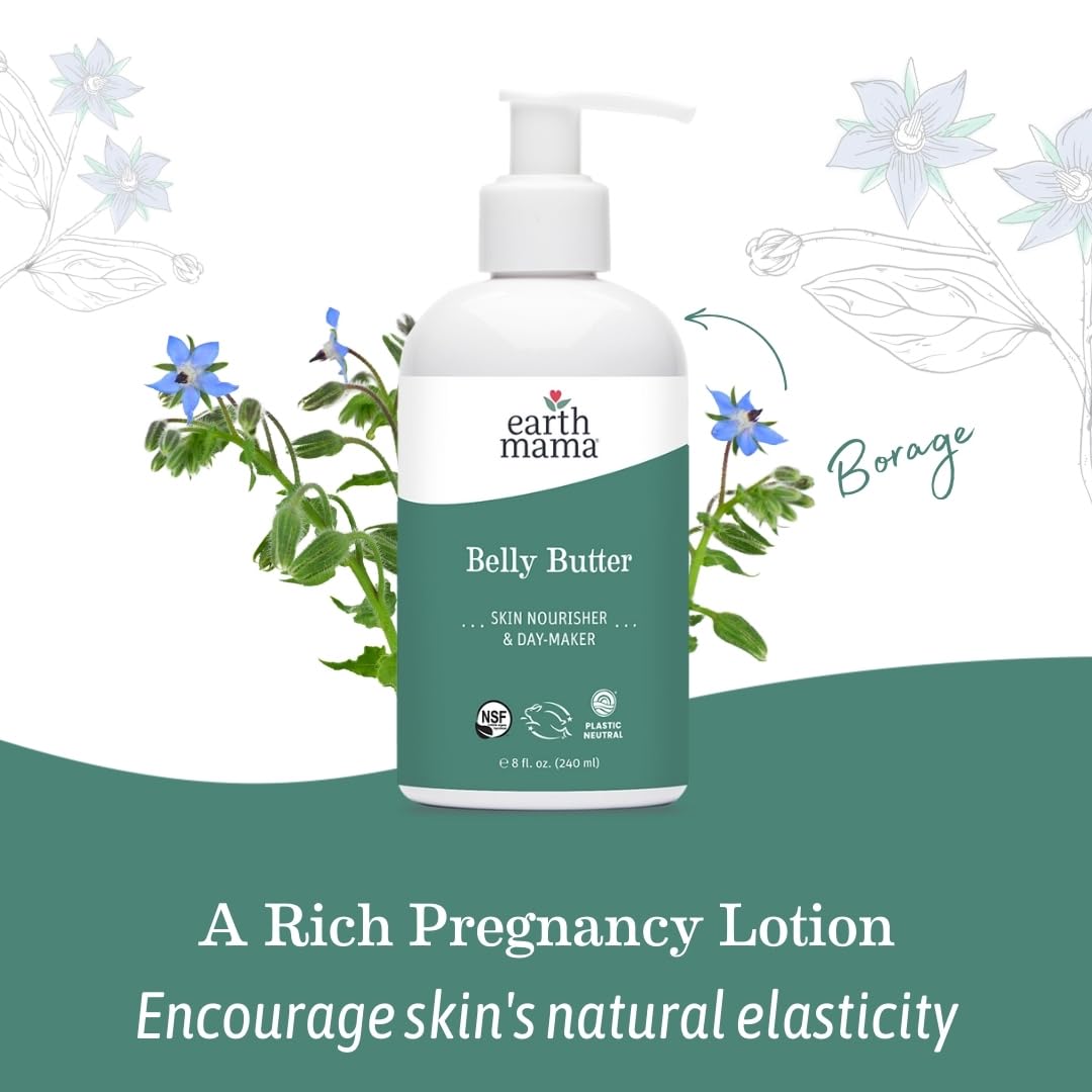 Earth Mama belly butter tub beside bathtub for nighttime skincare routine