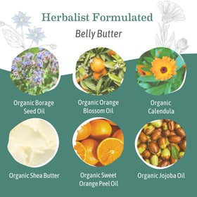 Earth Mama belly oil pouring to illustrate fast-absorbing hydration