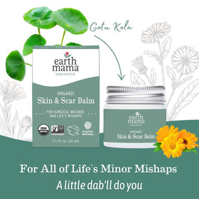 Earth Mama calendula and gotu kola herbs representing botanical formulation