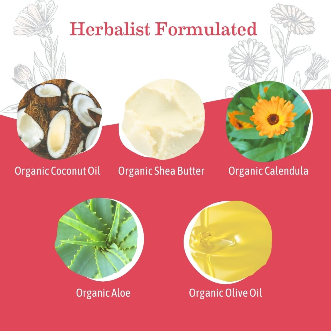 Earth Mama label close-up showing ingredients like calendula, shea and aloe