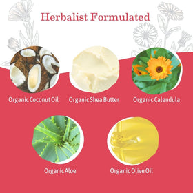 Earth Mama label close-up showing ingredients like calendula, shea and aloe