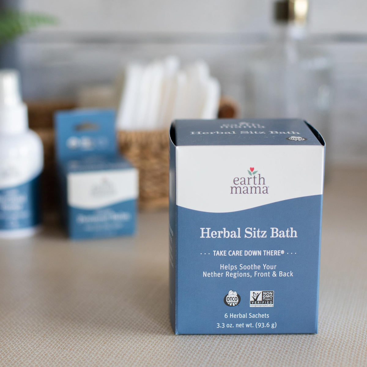Earth Mama lifestyle postpartum setup suggesting soothing recovery routine