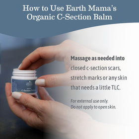 Earth Mama balm on bathroom shelf in postpartum routine lifestyle setting