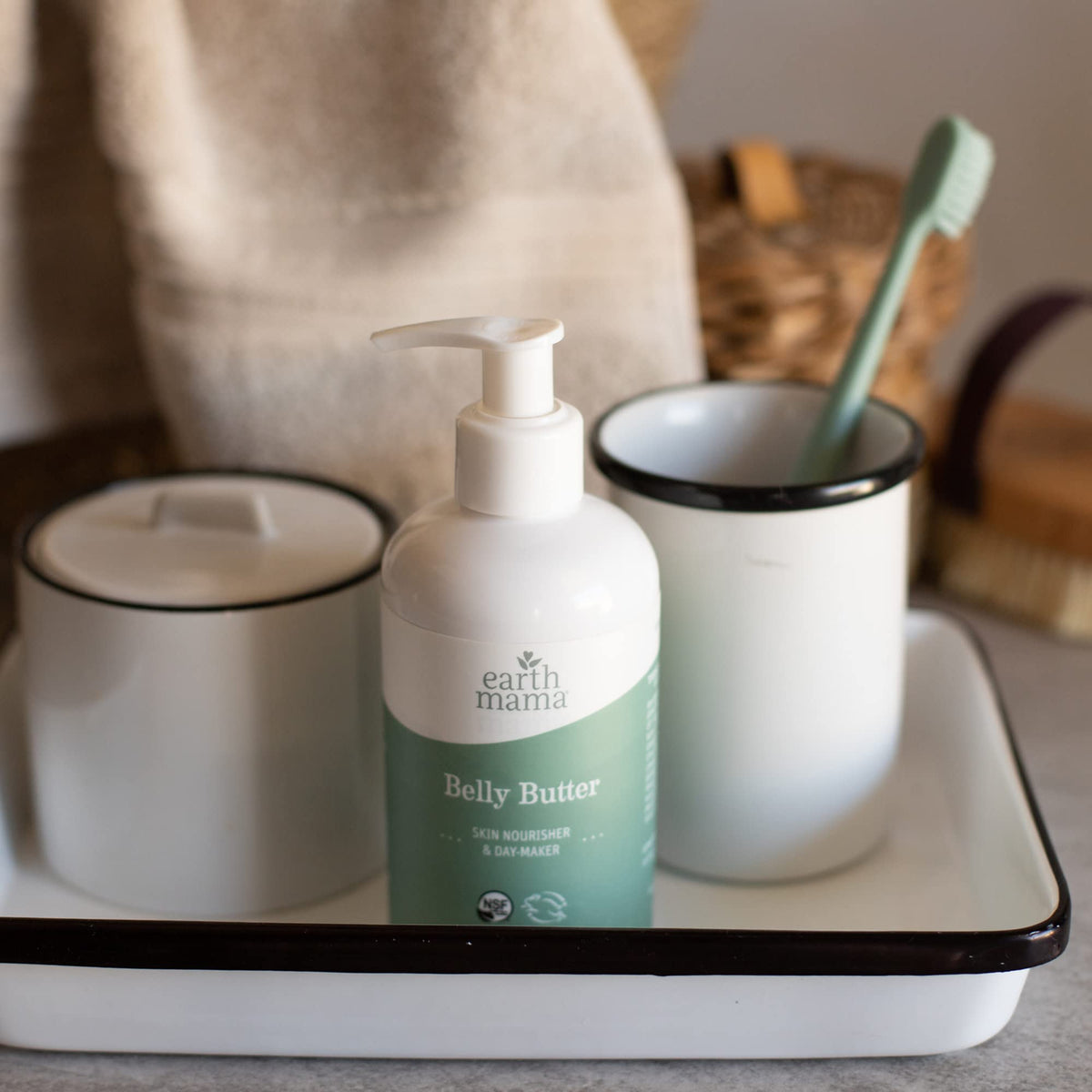 Earth Mama postpartum nightcare setup showing gentle evening routine